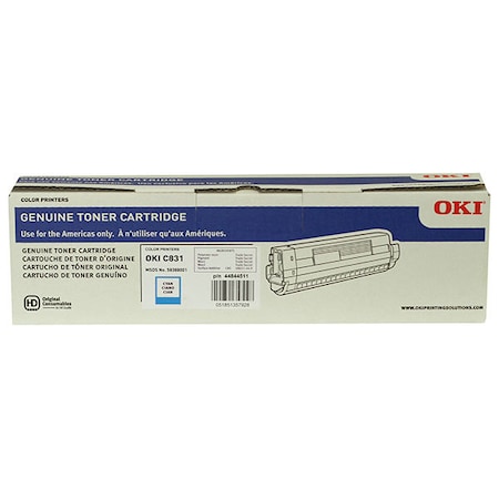 Oki OKI Cyan Toner Cartridge, 10,000 Yield 44844511